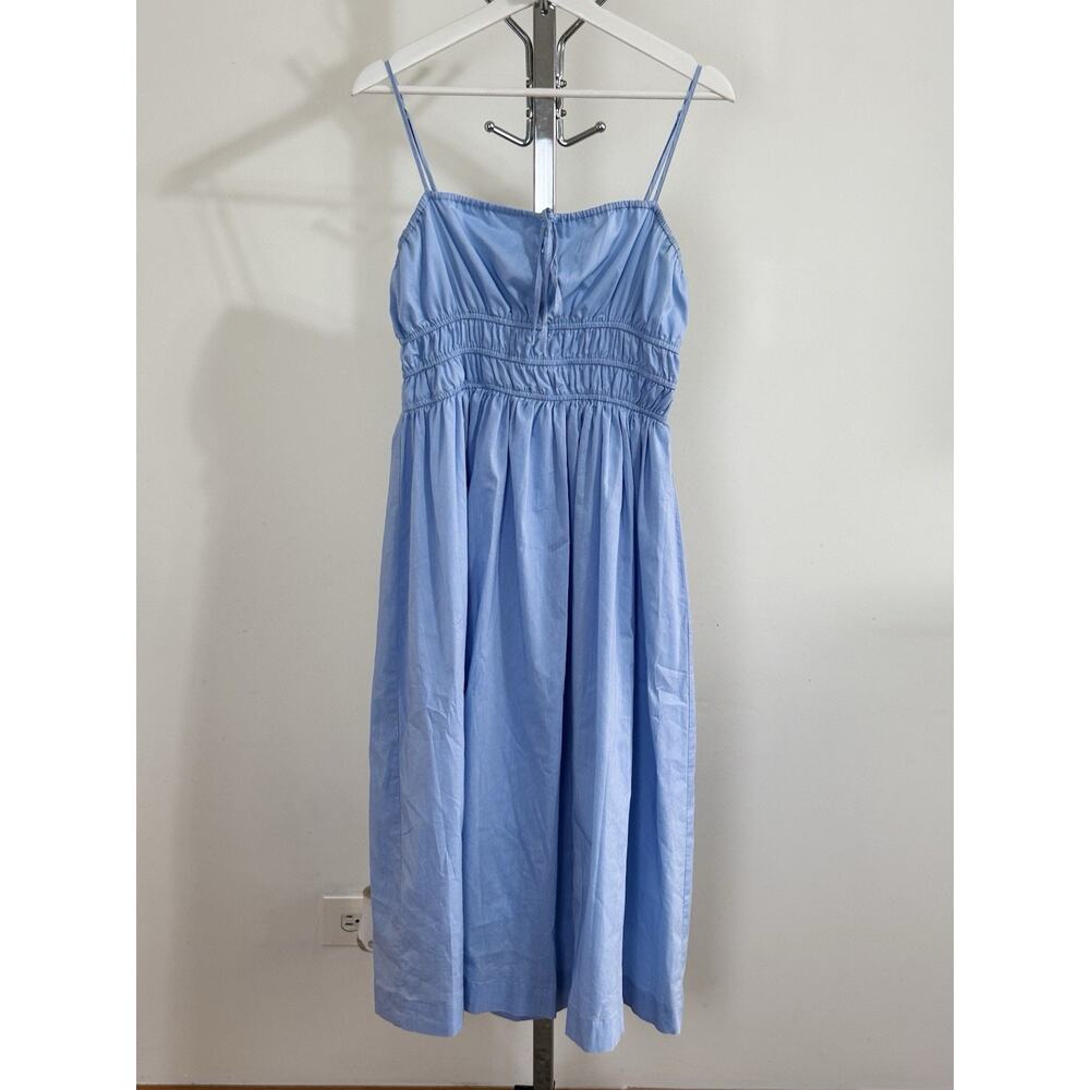 Sunday In Brooklyn Women Blue Smocked Midi Sundress Milkmaid Cottagecore⁠ Size M - Picture 4 of 14